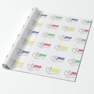 Kleurrijke Jezus Liefde Christelijke Inpakpapier