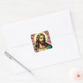 Kleurrijke Jezus stickers! Vierkante Sticker (Envelop)