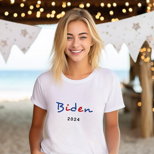 Kleurrijke Joe Biden 2024 Script Tekst T-shirt
