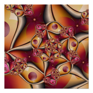 Kleurrijke Joy Abstract Rood Oranje Fantasie Fract Perfect Poster