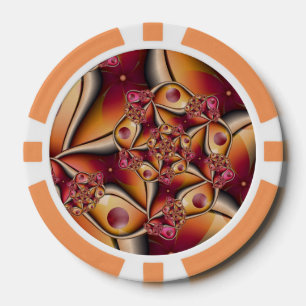 Kleurrijke Joy Abstract Rood Oranje Fantasie Fract Poker Chips