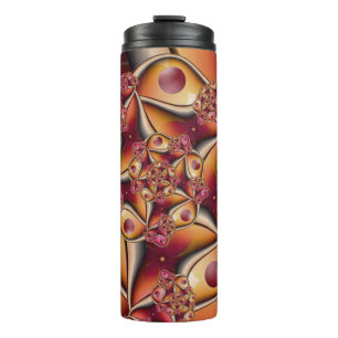 Kleurrijke Joy Abstract Rood Oranje Fantasie Fract Thermosbeker