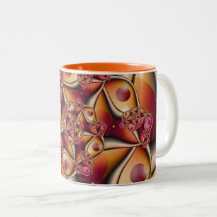 Kleurrijke Joy Abstract Rood Oranje Fantasie Fract Tweekleurige Koffiemok