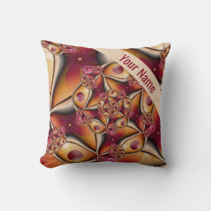 Kleurrijke Joy Abstract Rood Oranje Fantasie Naam Kussen