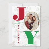 Kleurrijke Joy Script Kerstkaart (Voorkant)