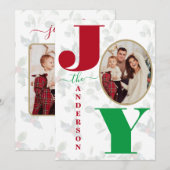 Kleurrijke Joy Script Kerstkaart (Voorkant / Achterkant)