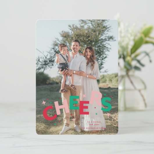 Kleurrijke Jumping Letters Kerst Kaart (Staand voorkant)