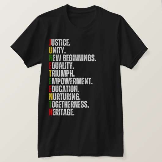 Kleurrijke Juneteenth-tekst T-shirt (Design voorkant)