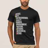 Kleurrijke Juneteenth-tekst T-shirt (Voorkant)