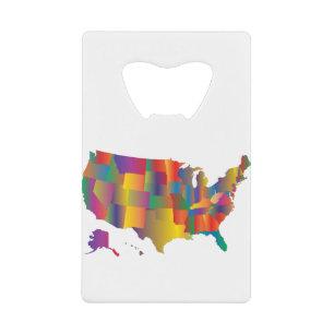 Kleurrijke kaart van Amerika Kredietkaart Flessenopener
