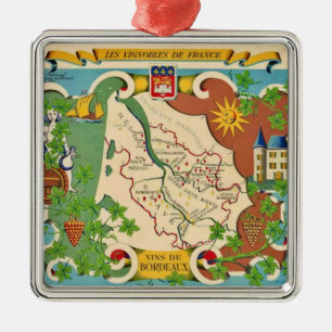 Kleurrijke kaart van Bordeaux Frankrijk Metalen Ornament