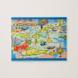 Kleurrijke Kaart van de Maagdeneilanden 8x10 Legpuzzel
