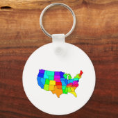 Kleurrijke kaart van de Verenigde Staten van Ameri Sleutelhanger (Voorkant)