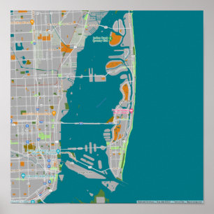 Kleurrijke kaart van Miami Poster