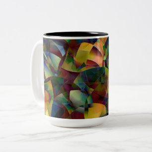 Kleurrijke, Kaleidoscopische Abstracte Kunst Tweekleurige Koffiemok