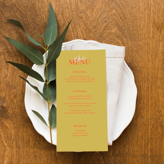 Kleurrijke kalligrafie Elegante bruiloft Menu Kaar