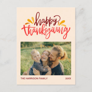 Kleurrijke kalligrafie Happy Thanksgiving-foto Briefkaart
