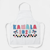 Kleurrijke Kamala Harris 2024. Wit. Medium Schort (Voorkant)