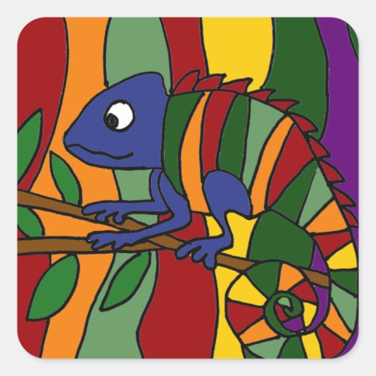 Kleurrijke Kameleon Abstract Vierkante Sticker (Voorkant)