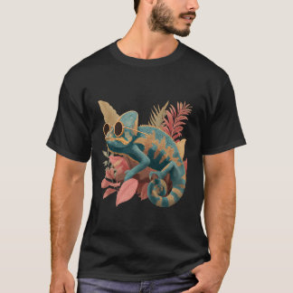 Kleurrijke Kameleon Hagedis Motief Tropisch Dier A T-shirt