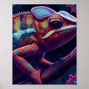Kleurrijke Kameleon Muurkunst – Kleurrijk Reptiel Poster