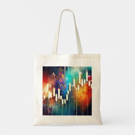 Kleurrijke kandelaar grafiek abstract schilderen tote bag (Achterkant)