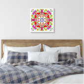 kleurrijke kardinalen en bloemen Mandala Canvas Afdruk (Insitu (Slaapkamer))