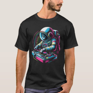 Kleurrijke Kat Astronaut DJ in Ruimte Disco Muziek T-shirt