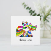 Kleurrijke kat bedankkaart (Staand voorkant)