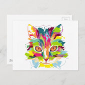 kleurrijke kat briefkaart (Voorkant / Achterkant)