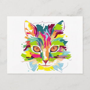 kleurrijke kat briefkaart