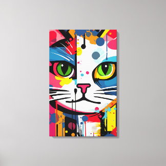 Kleurrijke Kat Canvas Afdruk