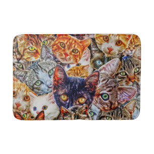 Kleurrijke kat collage badmat