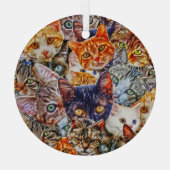 Kleurrijke kat collage glas ornament (Achterkant)