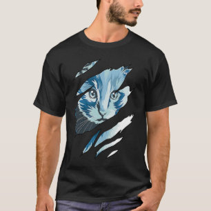 Kleurrijke kat gescheurde lap stof kat t-shirt