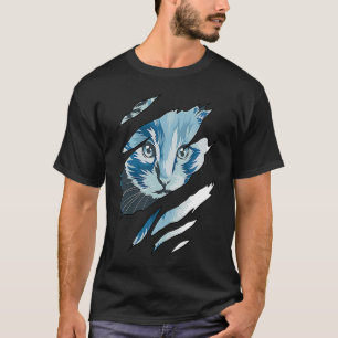 Kleurrijke kat gescheurde stof kat t-shirt