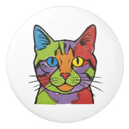 Kleurrijke kat keramische trekknop knop