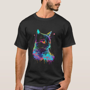 Kleurrijke Kat Kitten Adoptie Psychedelische kunst T-shirt