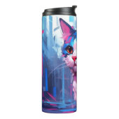 Kleurrijke kat kunst cadeau voor kat moeder thermosbeker (Gedraaid links)