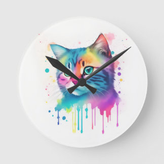 Kleurrijke kat kunst klok