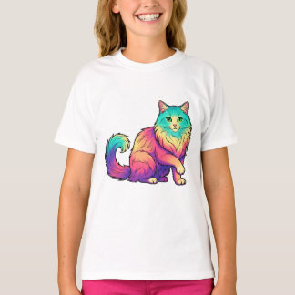 Kleurrijke kat Lange haren kat Liefhebber T-shirt