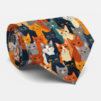 Kleurrijke Kat Menigte Modern Kunst Patroon