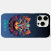 Kleurrijke Kat met Aangepaste Naam Case-Mate iPhone Case (Achterkant (horizontaal))