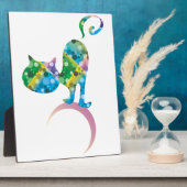 Kleurrijke Kat Op Halve Maan Fotoplaat (Zijkant)