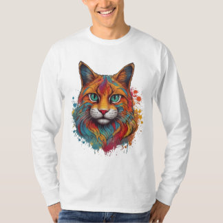 kleurrijke kat patroon T-Shirt