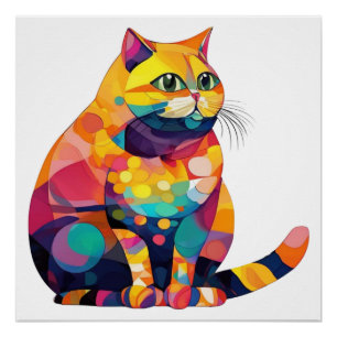 kleurrijke kat perfect poster