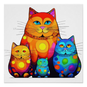 kleurrijke kat perfect poster