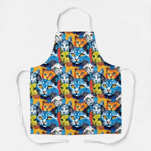 Kleurrijke Kat Pop Art Cat Pattern Schort (Voorkant)