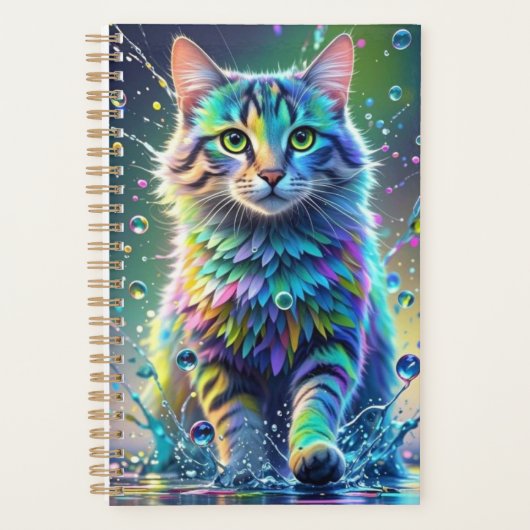 Kleurrijke kat, splash, schilderen, kleursortering planner (Voorkant)