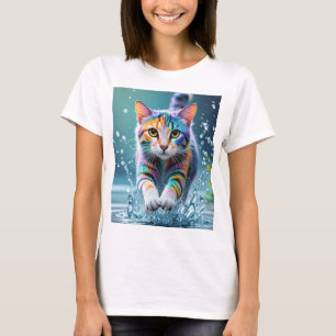 Kleurrijke kat, splash, schilderen, kleursortering t-shirt